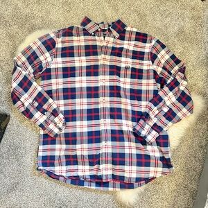 ✨Chaps Men's Casual Plaid Oxford Shirt Red White & Blue XLT✨